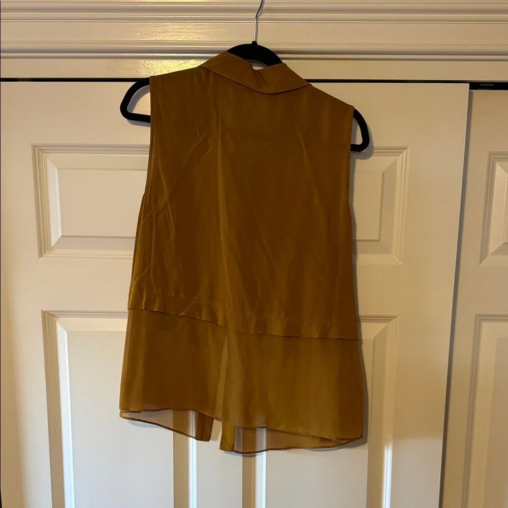 BCBGeneration Sleeveless Collared Blouse in Mustard Brown - Picture 3 of 3